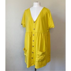 Asos Design Size 6 Mustard Yellow Cotton Babydoll Dress